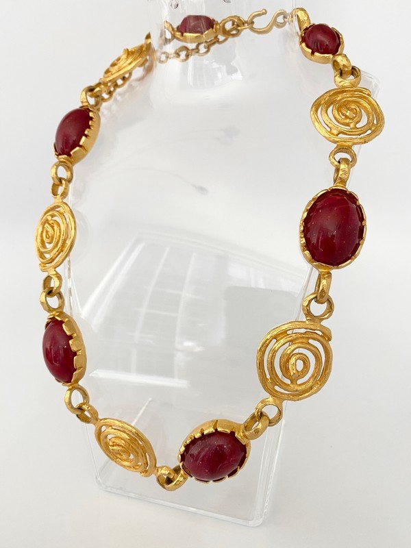 VINTAGE SIGNED DAUPLAISE RED GRIPOIX GEONETRIC NECKLACE (1 of 3)