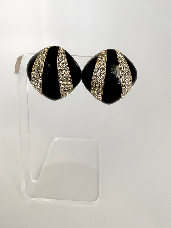 VINTAGE CINER LOOK OF DAVID WEBB BLINDING 80'S EARRINGS (1 of 3)