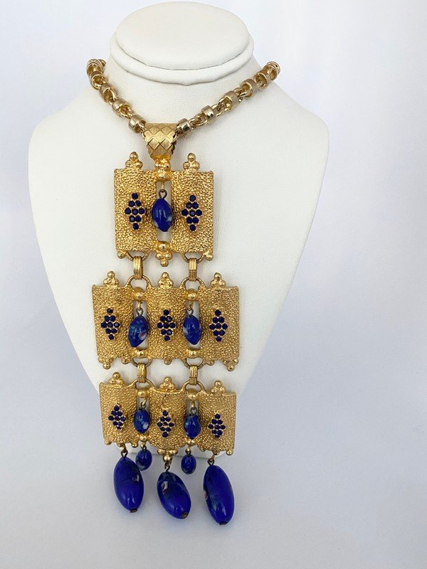 LARGE ART GLASS DEISNGER SIGNED FRENCH RUNWAY NECKLACE (1 of 4)