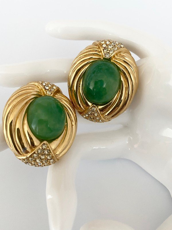 VINTAGE CINER LOOK OF DAVID WEBB BLINDING 80'S EARRINGS (1 of 2)