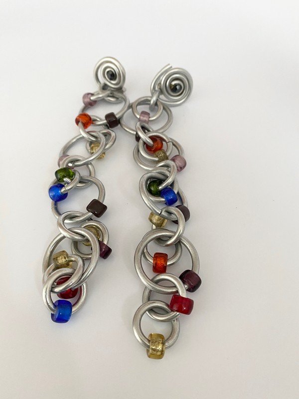 DESIGNER SIGNED JILL FAGIN ALUMINUM RUNWAY EARRINGS (1 of 3)