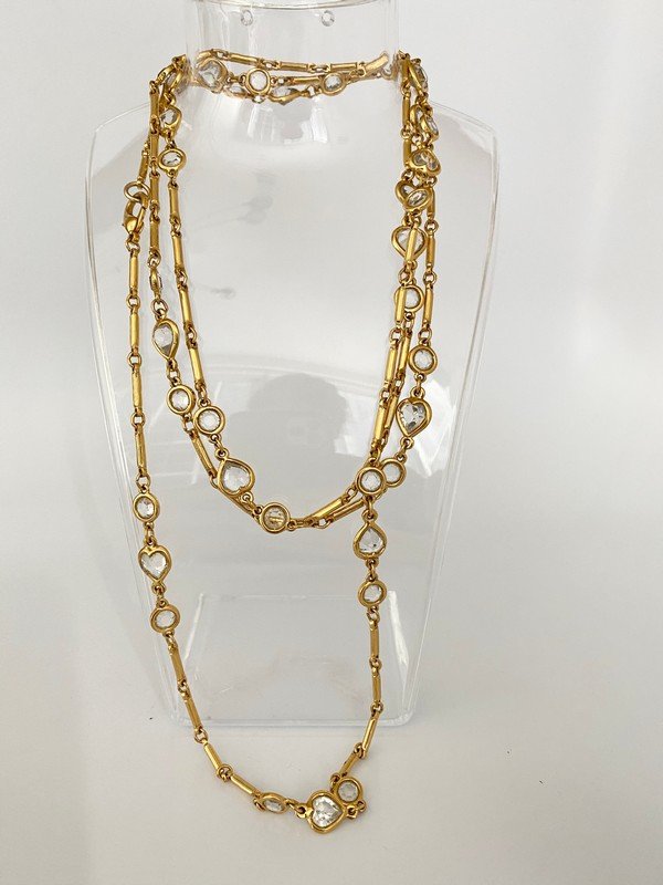 VINTAGE ST JOHN CRYSTAL HEART LONG LAYERING NECKLACE (1 of 2)