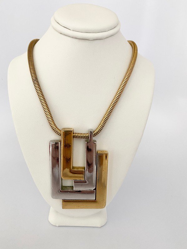 VINTAGE LANVIN PARIS RARE QUAD LOGO RUNWAY NECKLACE (1 of 3)