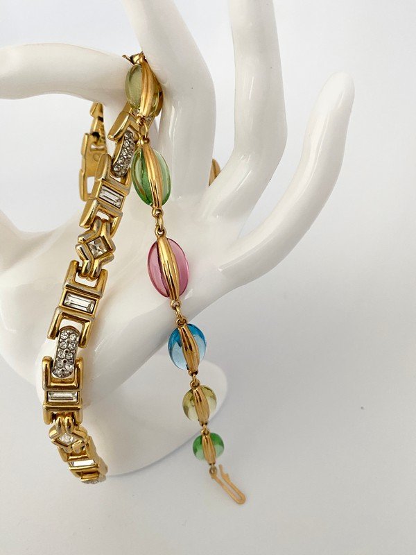 VINTAGE PAIR OF SWARVOSKI JEWELED CRYSTAL BRACELETS (1 of 2)