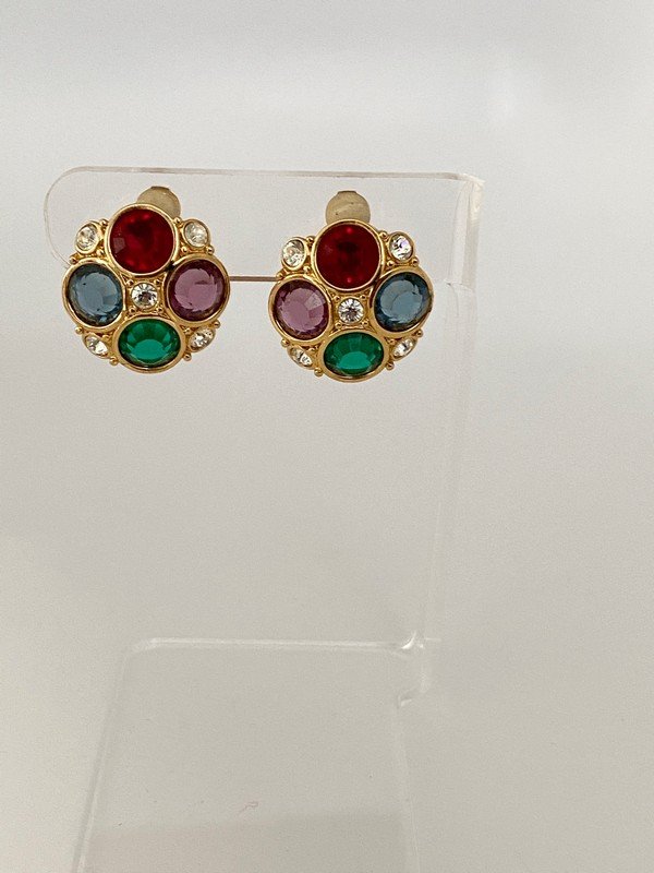 RUBY EMERALD SAPPHIRE & AMETHYST SWARVOSKI EARRINGS (1 of 2)