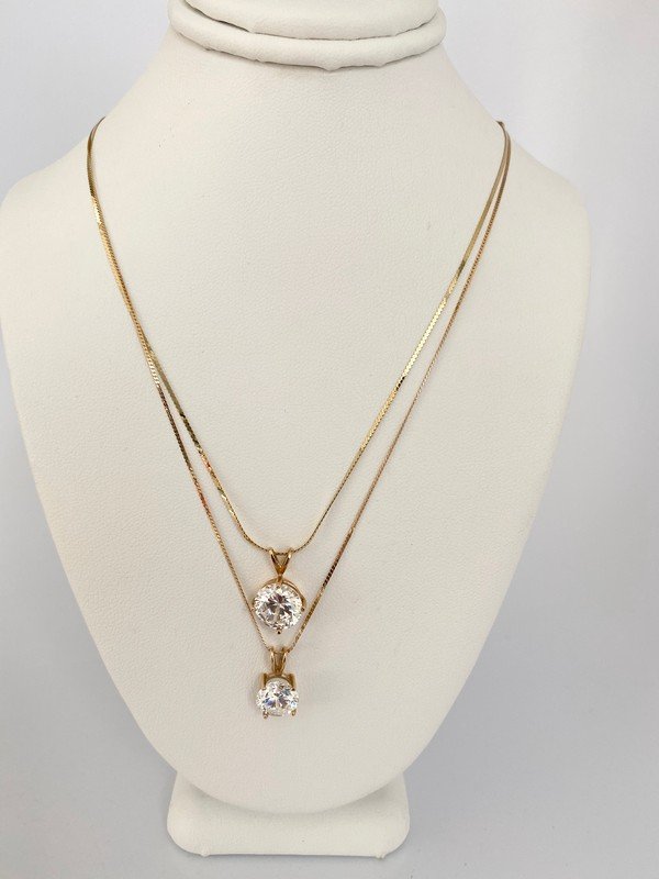 2 VINTAGE BLINDING CZ 14K YELLOW GOLD CHAIN NECKLACES (1 of 2)