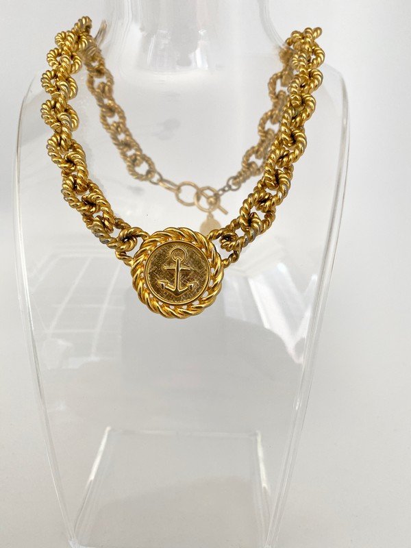 VINTAGE ANN KLEIN OVERSIZED ROPE LINK ANCHOR NECKLACE (1 of 2)