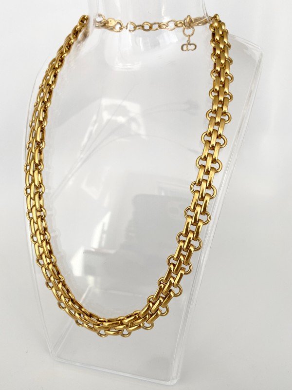 VINTAGE SIGNED CHRISTIAN DIOR PARIS CHAINMAIL NECKLACE (1 of 3)