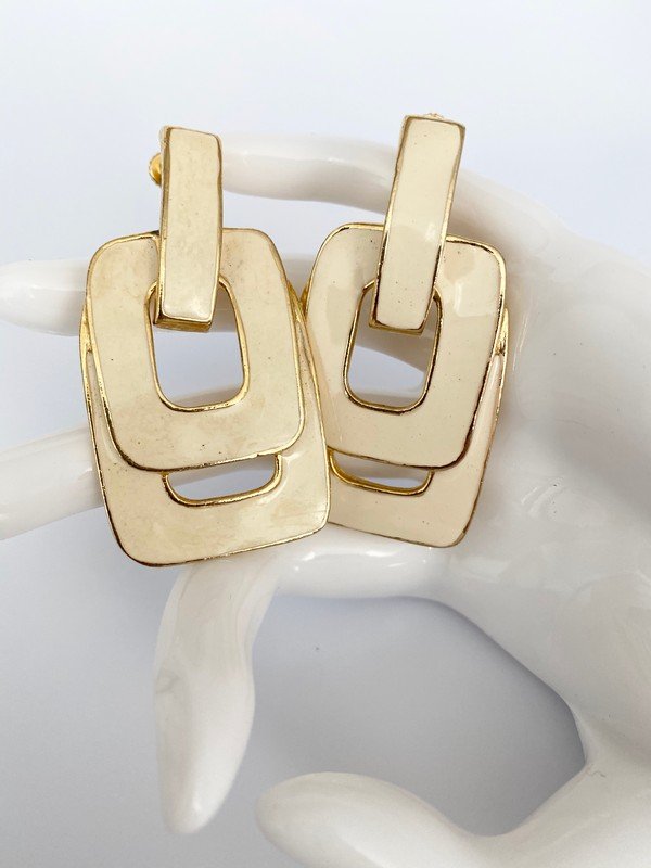 OVERSIZED ENAMELED DOUBLE DOORKNOCKER ICONIC EARRINGS (1 of 2)