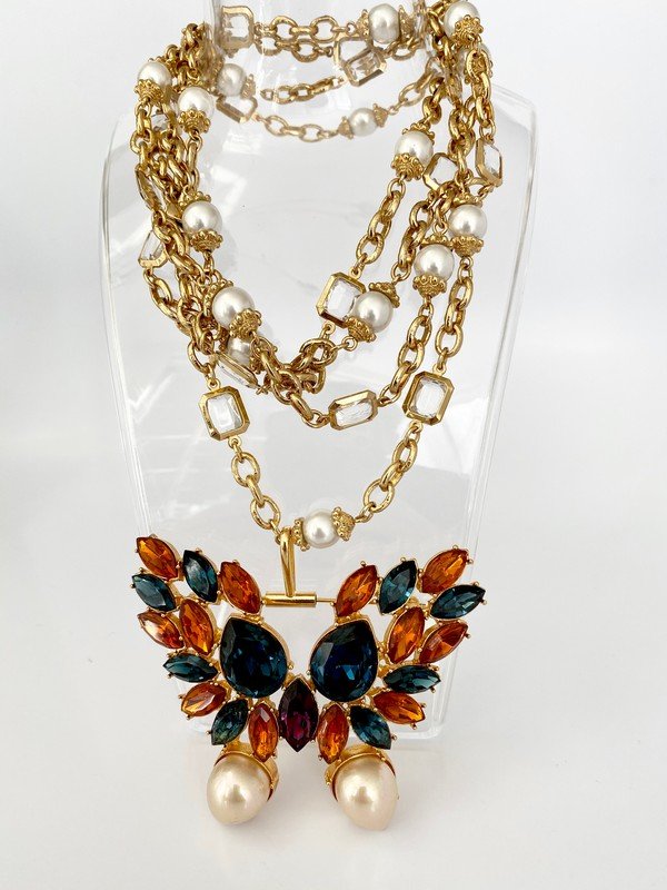 VINTAGE CHRISTIAN DIOR BUTTERFLY RUNWAY NECKLACE BROOCH (1 of 5)