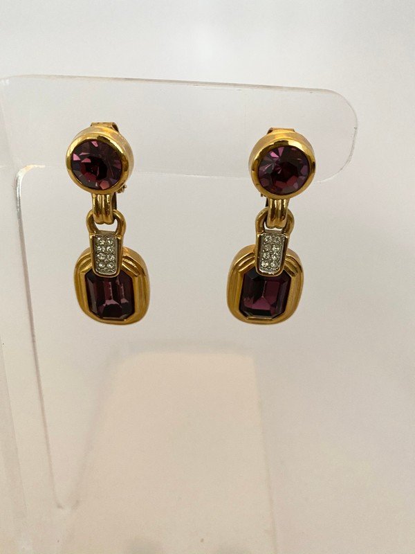 VINTAGE 60'S LANVIN PARIS RUNWAY AMETHYST EARRINGS (1 of 2)