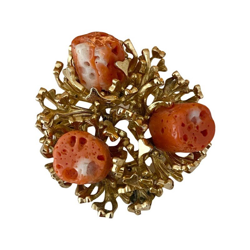 1969 GROSSE GERMANY FOR CHRISTIAN DIOR CORAL BROOCH PIN (1 of 3)