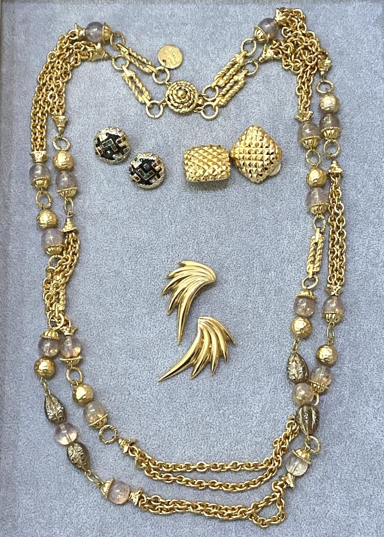 CINER NINA RICCI FRENCH GRIPOIX NECKLACE & EARRING LOT (1 of 2)