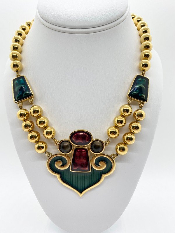 VINTAGE YSL YVES ST LAURENT HAUTE COUTURE RUSSIAN MOGUL NECKLACE (1 of 3)