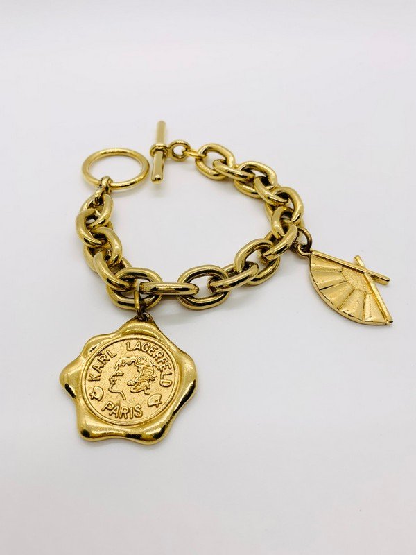 VINTAGE KARL LAGERFELD PARIS OVERSIZED CHARM BRACELET (1 of 2)