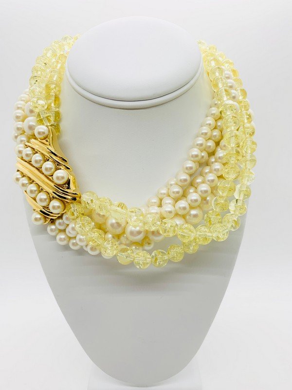 VINTAGE YSL YVES ST LAURENT RUNWAY OVERSIZED 7 STRAND TORSADE NECKLACE (1 of 2)