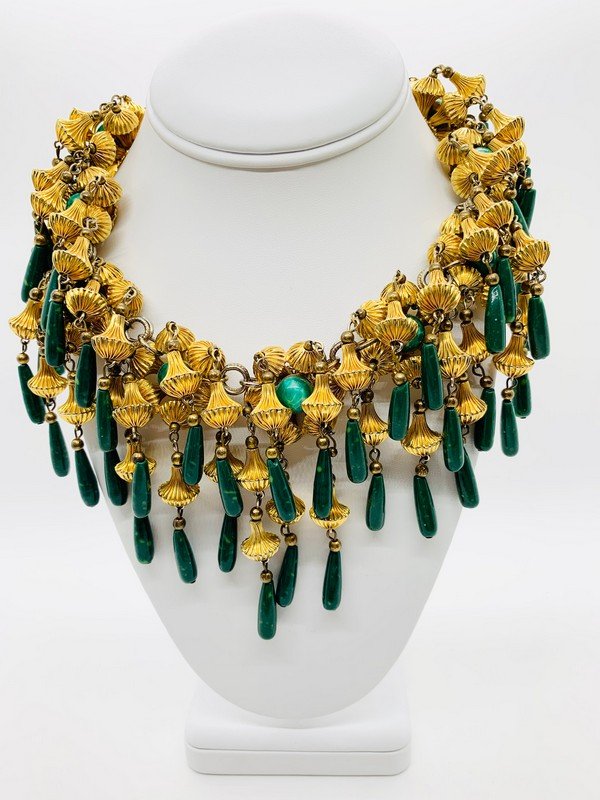 MUSEUM QUALITY VINTAGE DE LILLO DELILLO OVERSIZED PEAKING GLASS NECKLACE (1 of 3)