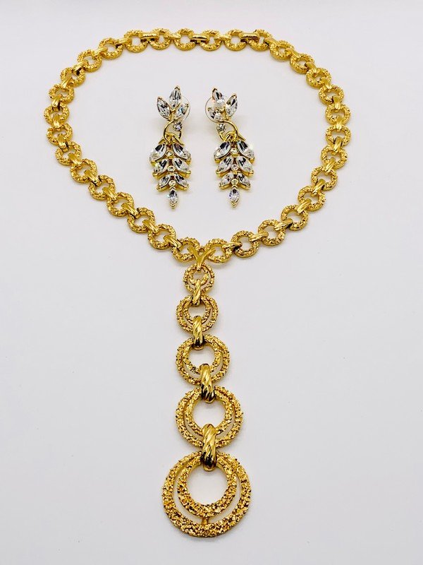 RARE MODERNISTIC VINTAGE TRIFARI NECKLACE & KUNIO CHANDELIER EARRINGS (1 of 2)