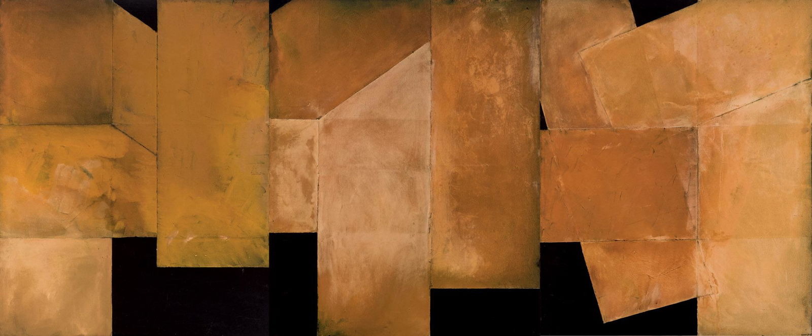 Rafael Canogar. Triptyc: CANOGAR, RAFAEL (1934). "Tríptico (1977)". Óleo y collage sobre lienzo. Firmado en el ángulo inferior derecho. Firmado y fechado (77) al dorso en los tres paneles. PROCEDENCIA: -Colecci