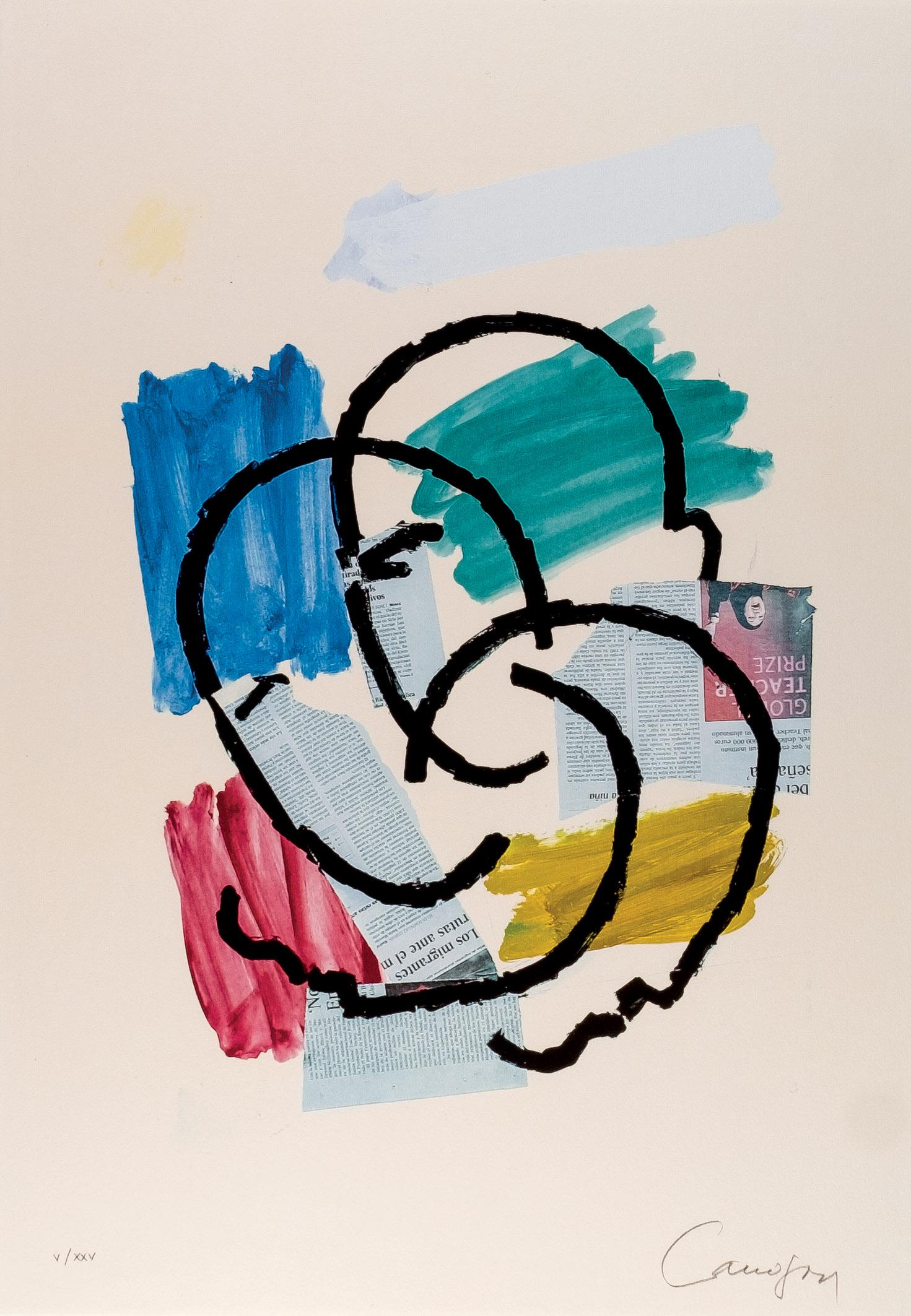 Rafael Canogar. Escena Urbana: CANOGAR, RAFAEL (1934). "Escena urbana (c. 2016)". Fotograbado sobre papel. Firmado en el ángulo inferior derecho. Numerado (V/XXV) en el ángulo inferiror izquierdo. 42 x 29 cm