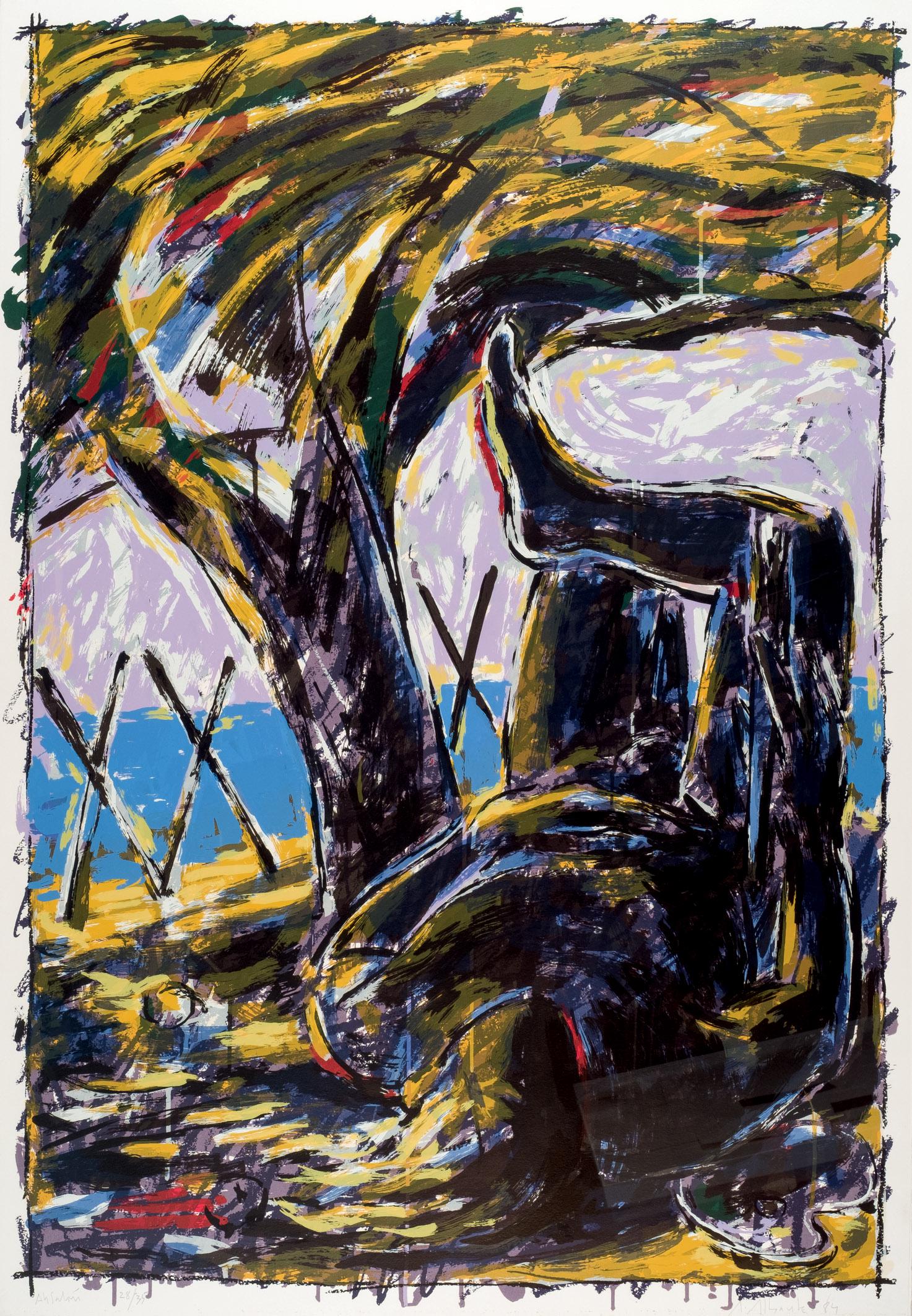 Alfonso Albacete. Absalón: ALBACETE, ALFONSO (1950). "Absalón (1984)". Serigrafía a color sobre papel Guarro. Firmada y fechada (84) en el ángulo inferior derecho. Titulada y numerada (28/35) en el ángulo in