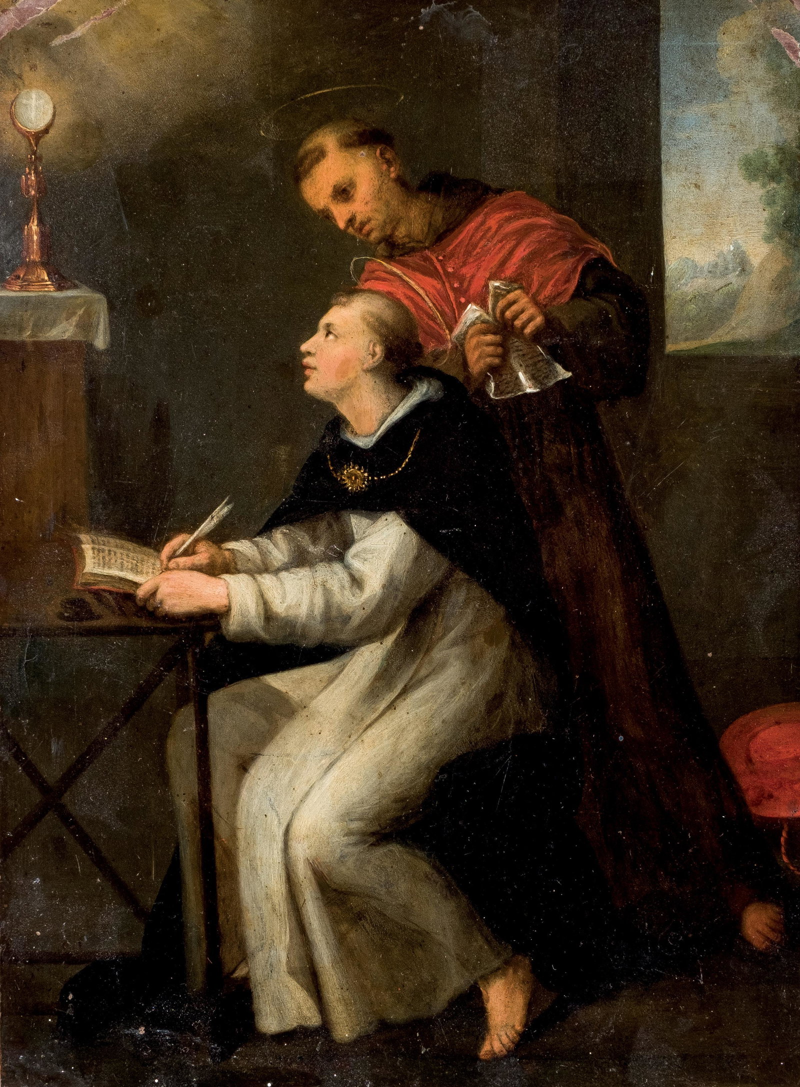 St Thomas and St Buenaventura: Óleo sobre cobre. Deterioros en las esquinas superiores. Dimensions 28 x 20.5 cm. Artist or Maker ESCUELA ESPAÑOLA S. XIX
