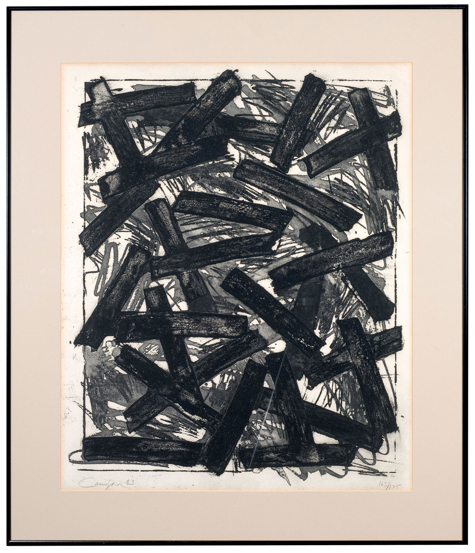 Rafael Canogar. Untitled (1983): Aguafuerte sobre papel Guarro. Firmado y fechado (83) en el ángulo inferior izquierdo. Numerado (163/175) en el ángulo inferior derecho. Editada por Taller Mayor 28, Madrid. Obra referenciada en la