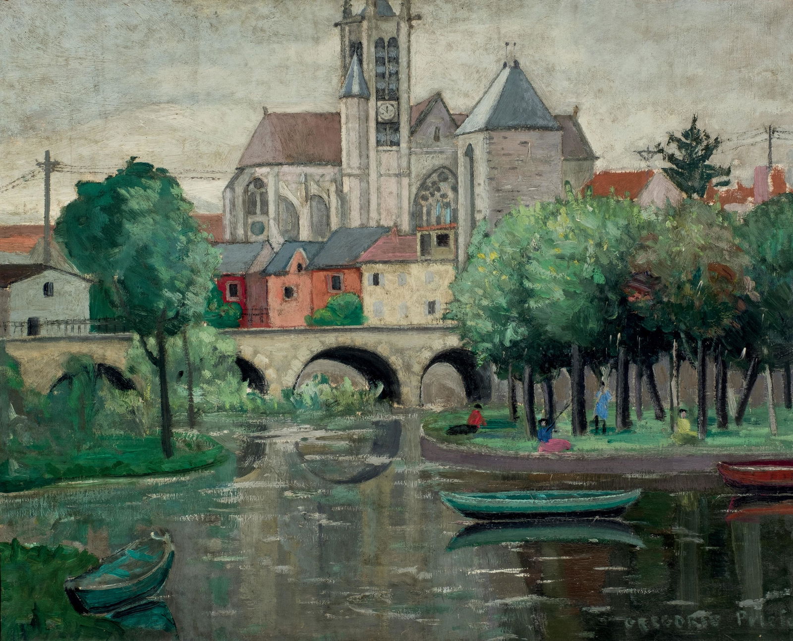 Gregorio Prieto. Moret view: PRIETO, GREGORIO (1899 - 1992). "Paisaje de Moret". Óleo sobre lienzo. Firmado en el ángulo inferior derecho y en el bastidor. Titulado al dorso. Procedencia: colección particular de Do