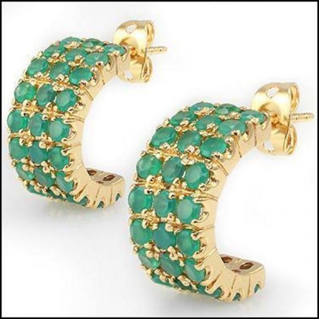 2.25 CT Green Agate Designer 18KGP Earrings $1,260 (1 of 2)