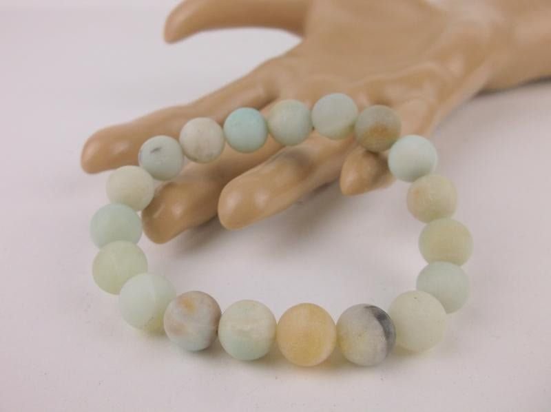 New Healing Genuine Matte Amazonite Bracelet Large: New Healing Genuine Matte Amazonite Bracelet Large