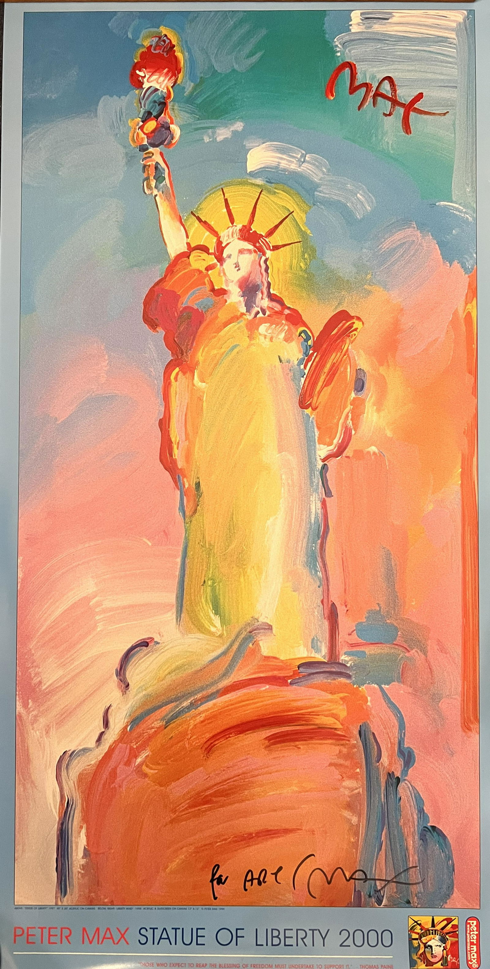 Peter Max Statue of Liberty Poster Signed; Measures: 36x18 (1 of 1)