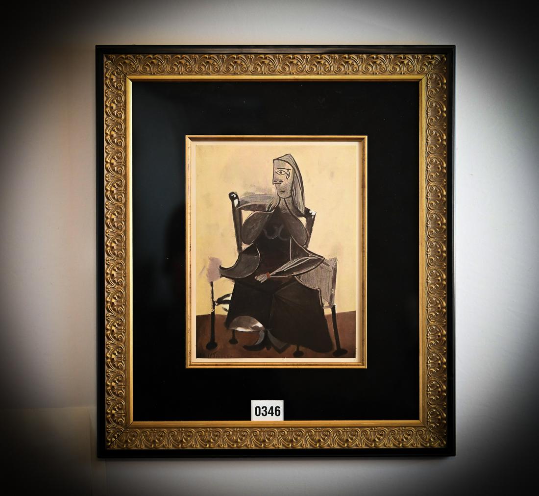 Pablo Picasso Framed circa 1943: Pablo Picasso Framed circa 1943. Frame opening measures: 8.5" x 11", Frame measures: 8" x 20.75"