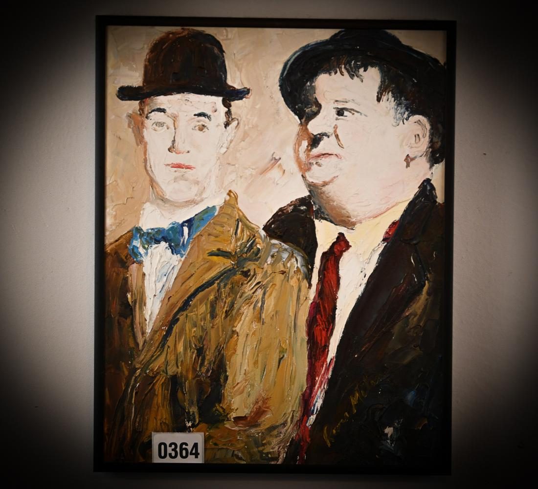 Rome Milan Laurel & Hardy Oil on Canvas Signed Original (1 of 3)