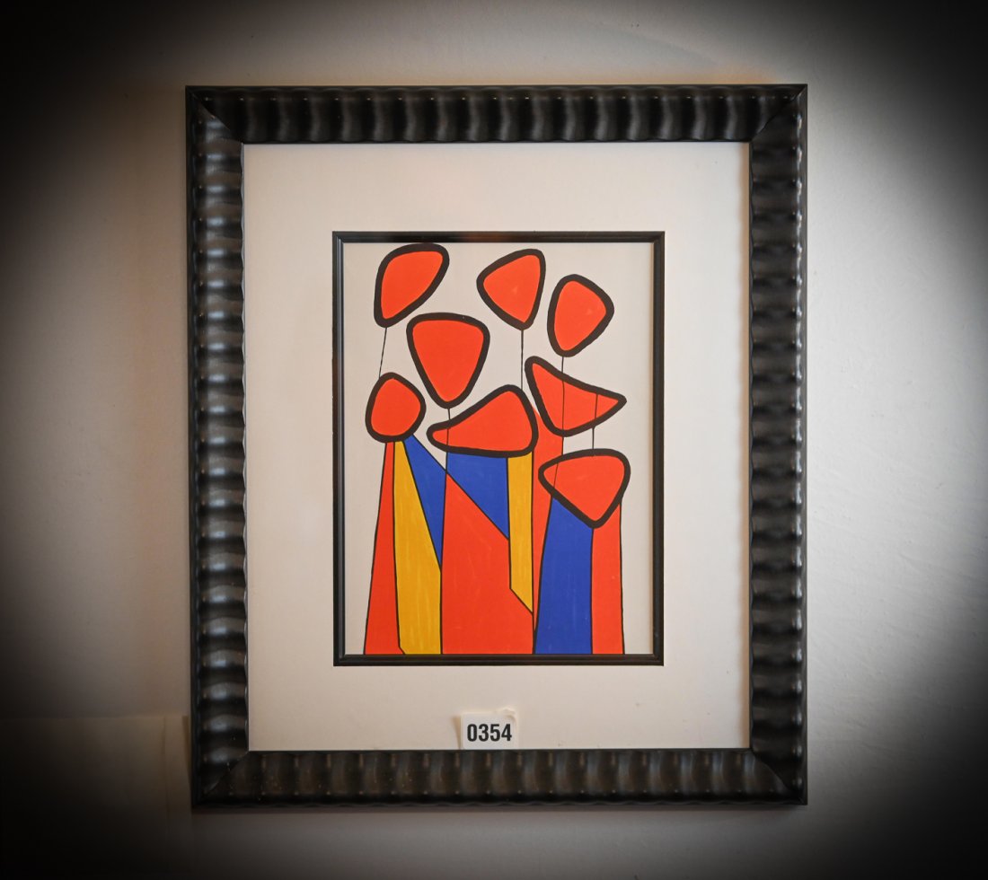 Alexander Calder Framed Blossoms circa 1972: Alexander Calder Framed Blossoms circa 1972. Frame opening measures: 9" x 11.75", Frame measures: 18" x 21"