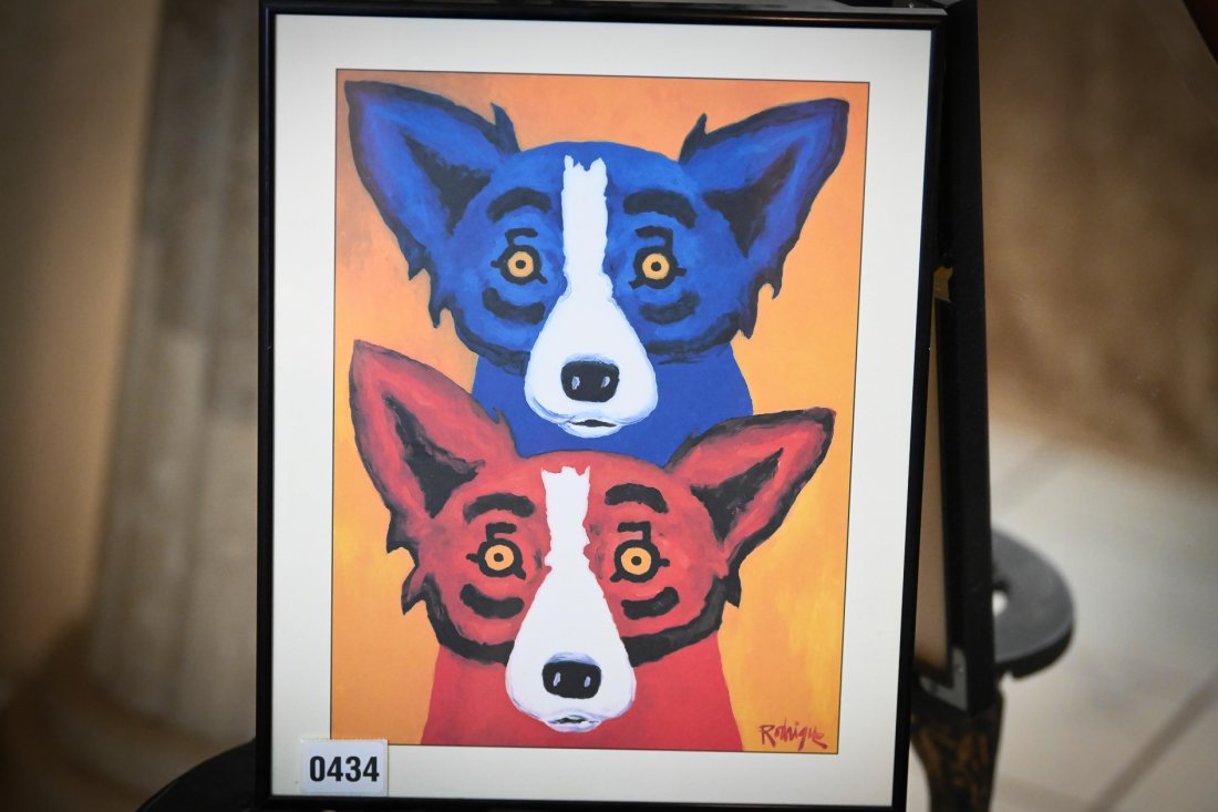 Blue Dog Print Custom Framed by George Rodrigue: Blue Dog Print Custom Framed by George Rodrigue