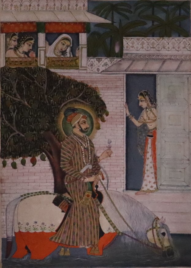 OLD MINIATURE PAINTING FROM KISHANGARH (INDIA): OLD MINIATURE PAINTING FROM KISHANGARH RAJASTHAN (SCHOOL) OPAQUE PIGMENT ON PAPER HEIGHTENED WITH GOLD SIZE : 15 X 21 CM.