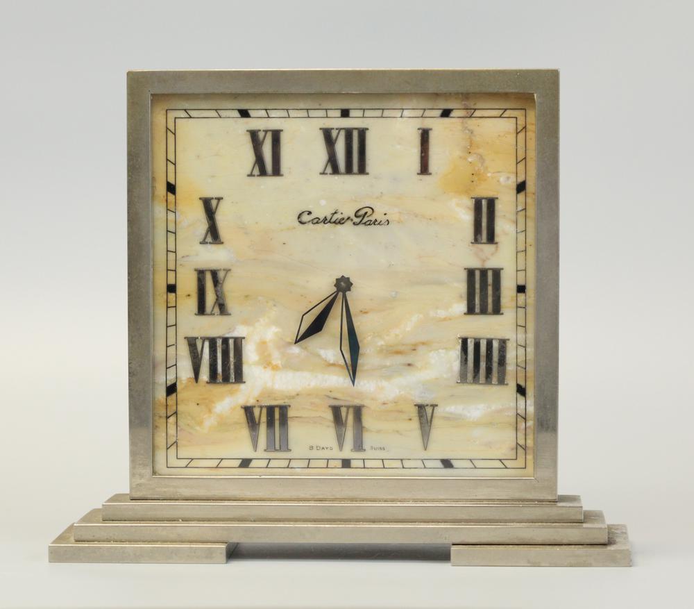 Cartier, Paris, Swiss made, Silver plated bronze: Cartier, Paris, Swiss made, Silver plated bronze, 9``x8``