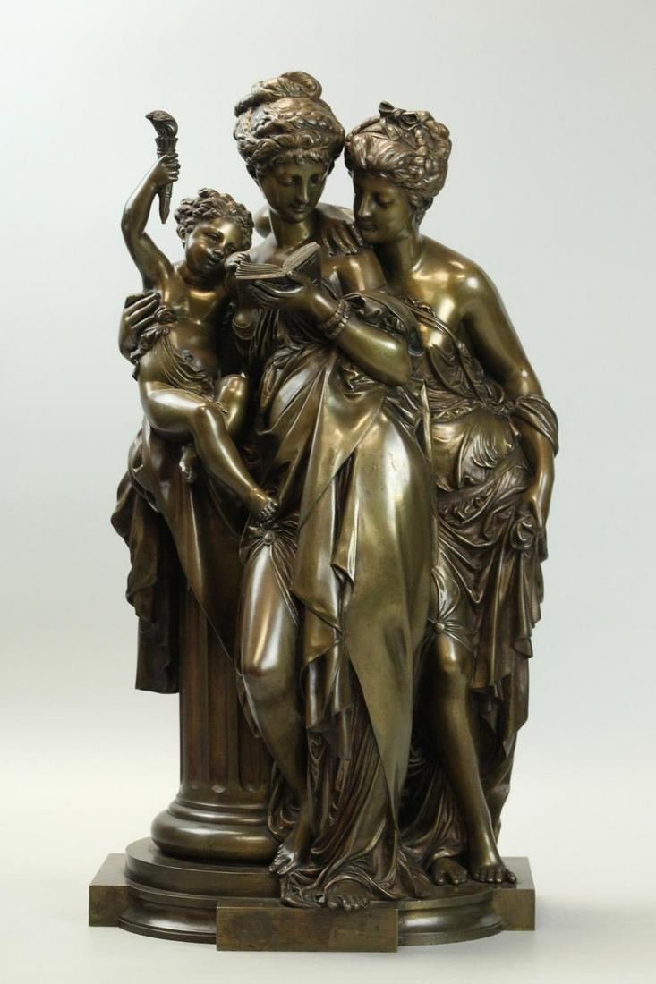 A.Carrier bronze statue, 19th century,Women & Cupids (1 of 7)