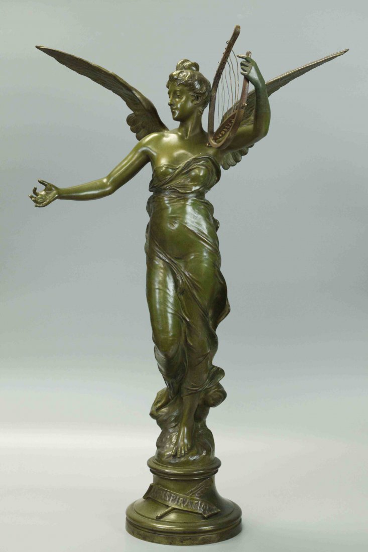 19th Century Bronze Statue Of Woman With Wings, signed (1 of 6)