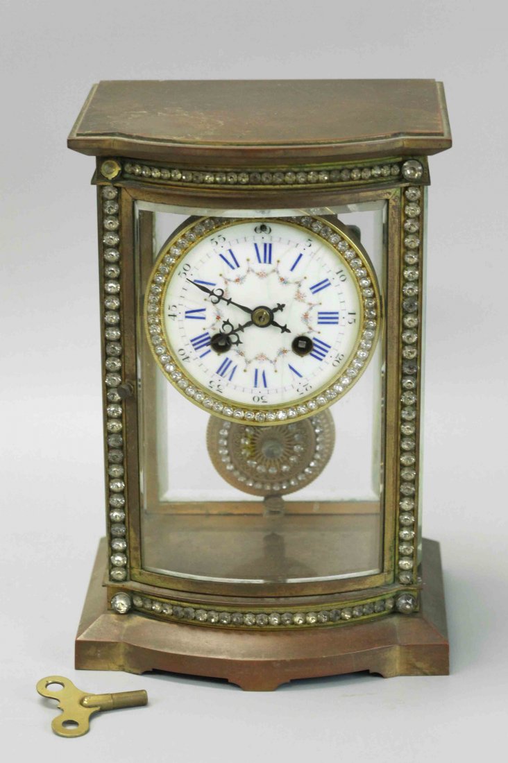 Dore Bronze clock, silk thread, dark patina (1 of 5)