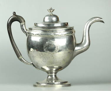 18 Century Big Silver Teapot: 18 Century big silver teapot, all hand made, signed "W.G. FORBES" 11.5 x14.25 inches, weight 1081.3 grams ( 34.7 ounces)