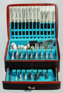 Gorham Sterling Silver With Monogram: Gorham sterling silver with monogram, 129 pieces, 1917, total weight 3753.3 grams (120.8 ounces)