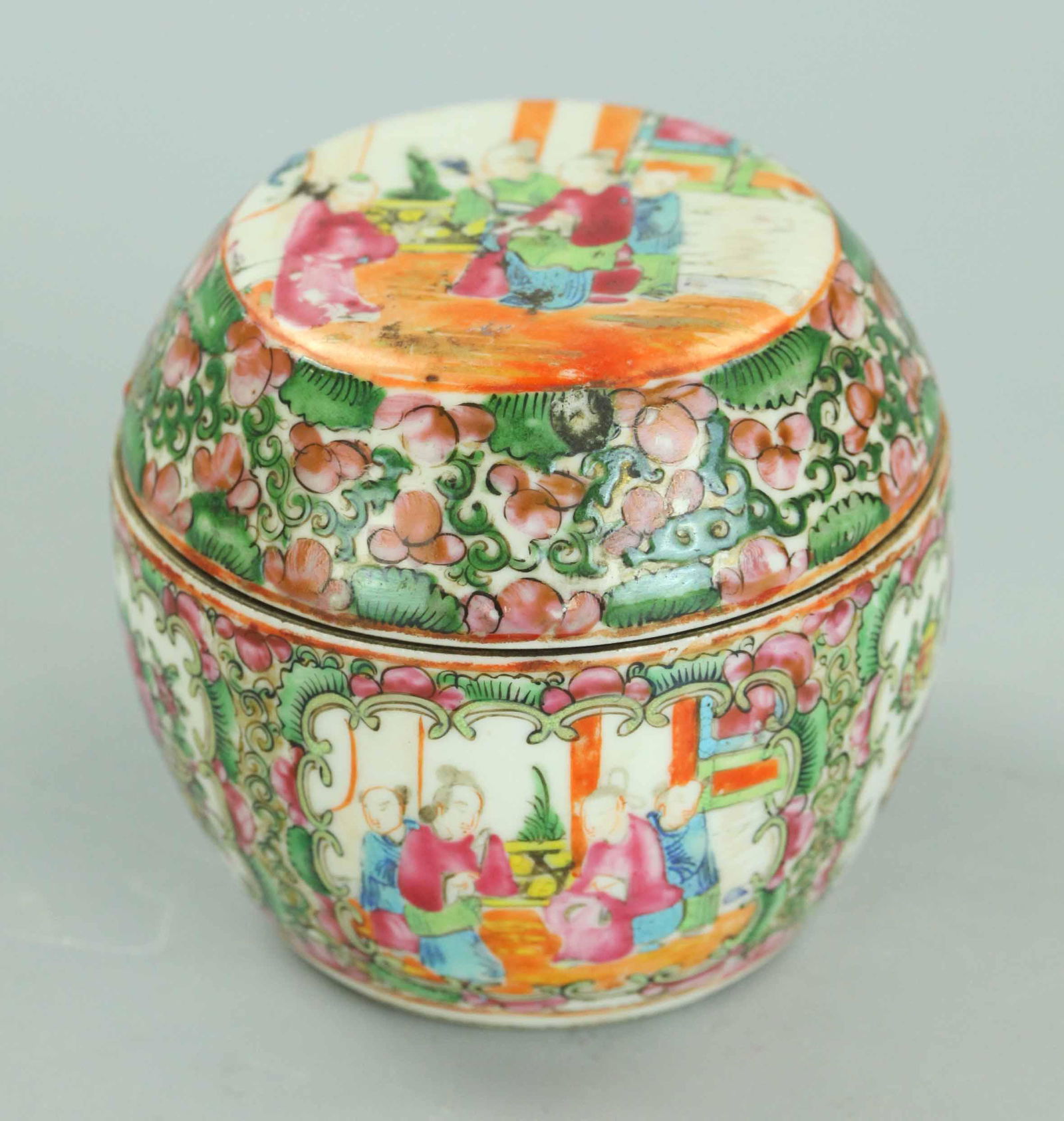 19th Century Rose Medallion Porcelain Tea Canister (1 of 6)