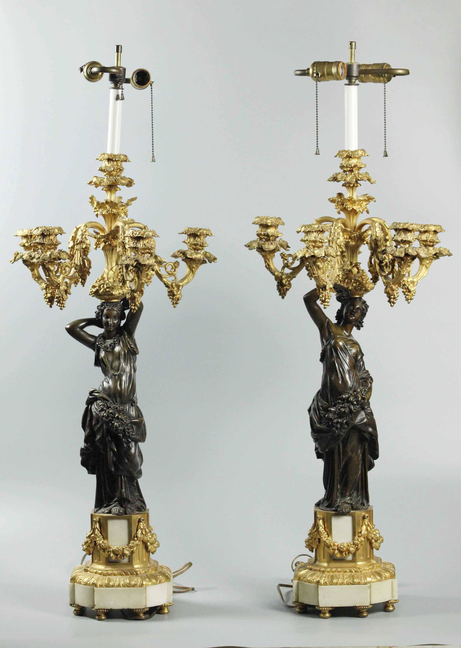 19th Century Pair French Bronze Candelabras (1 of 9)