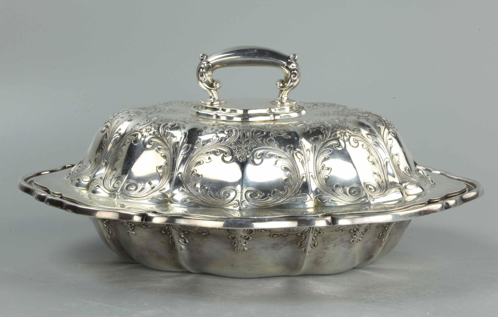 19th century sterling silver serving bowl with cover (1 of 6)