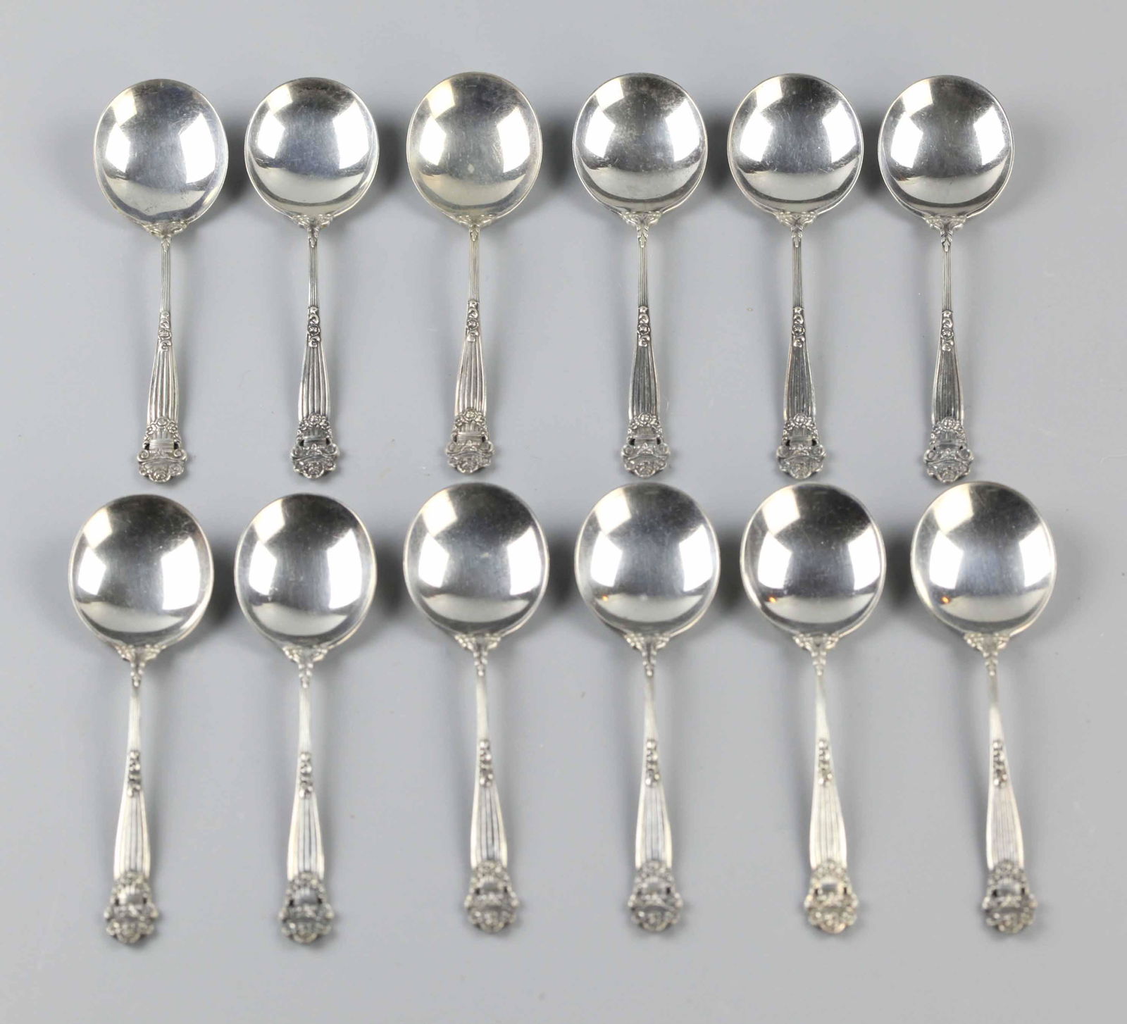 Sterling silver cream soup spoon, 12 pieces (1 of 7)