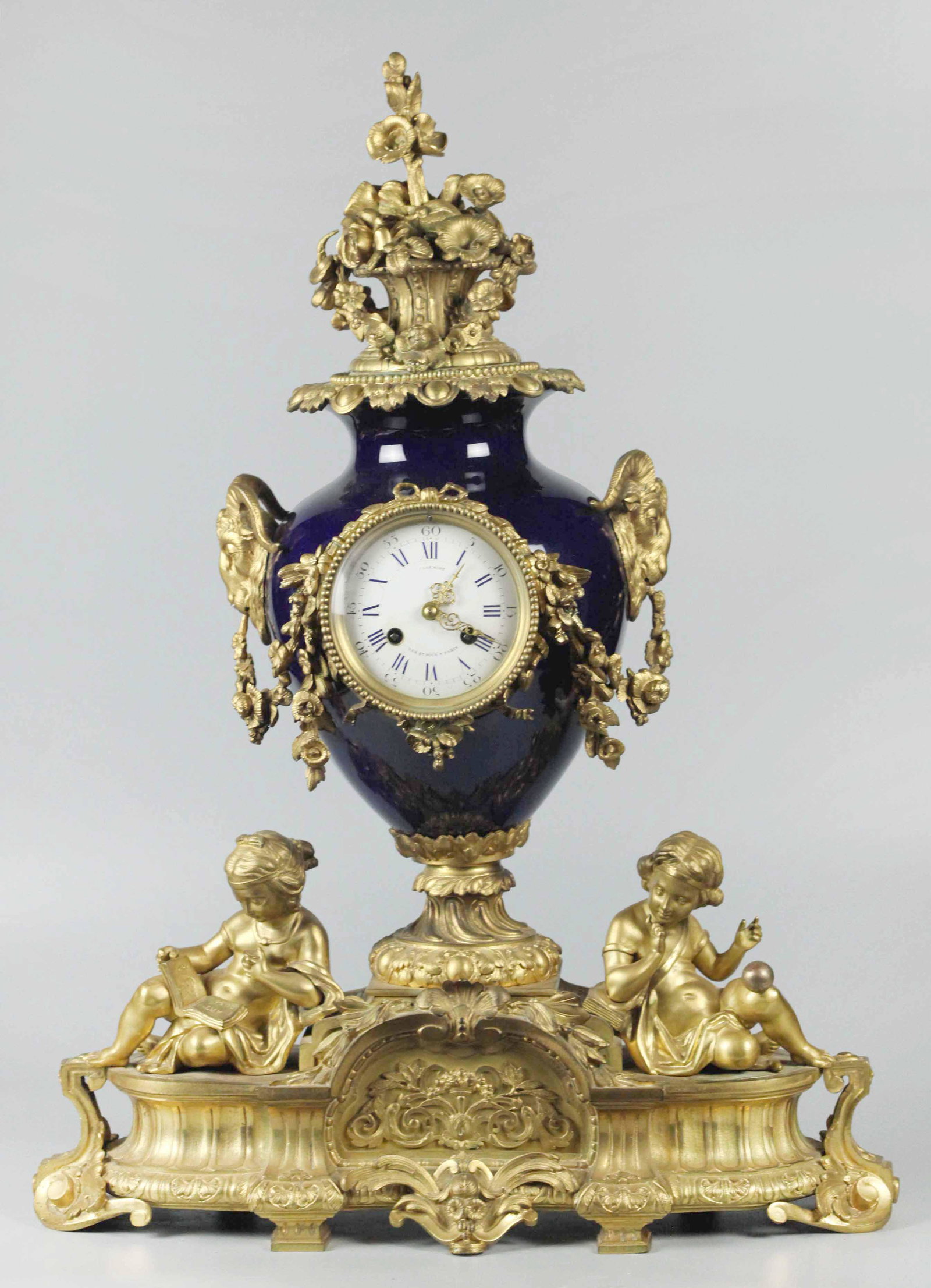 Large 19th Century Dore Bronze & Cobolt Blue Porcelain (1 of 8)