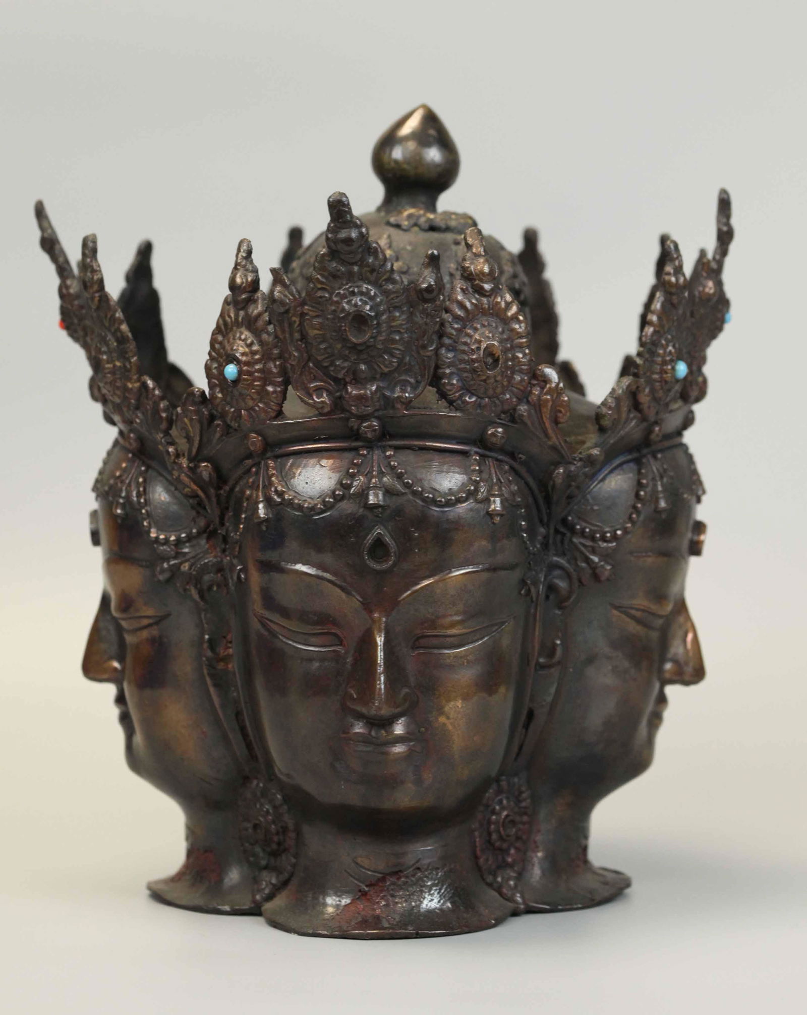 Buddha, 19th century, turquoise stones, Bronze (1 of 6)