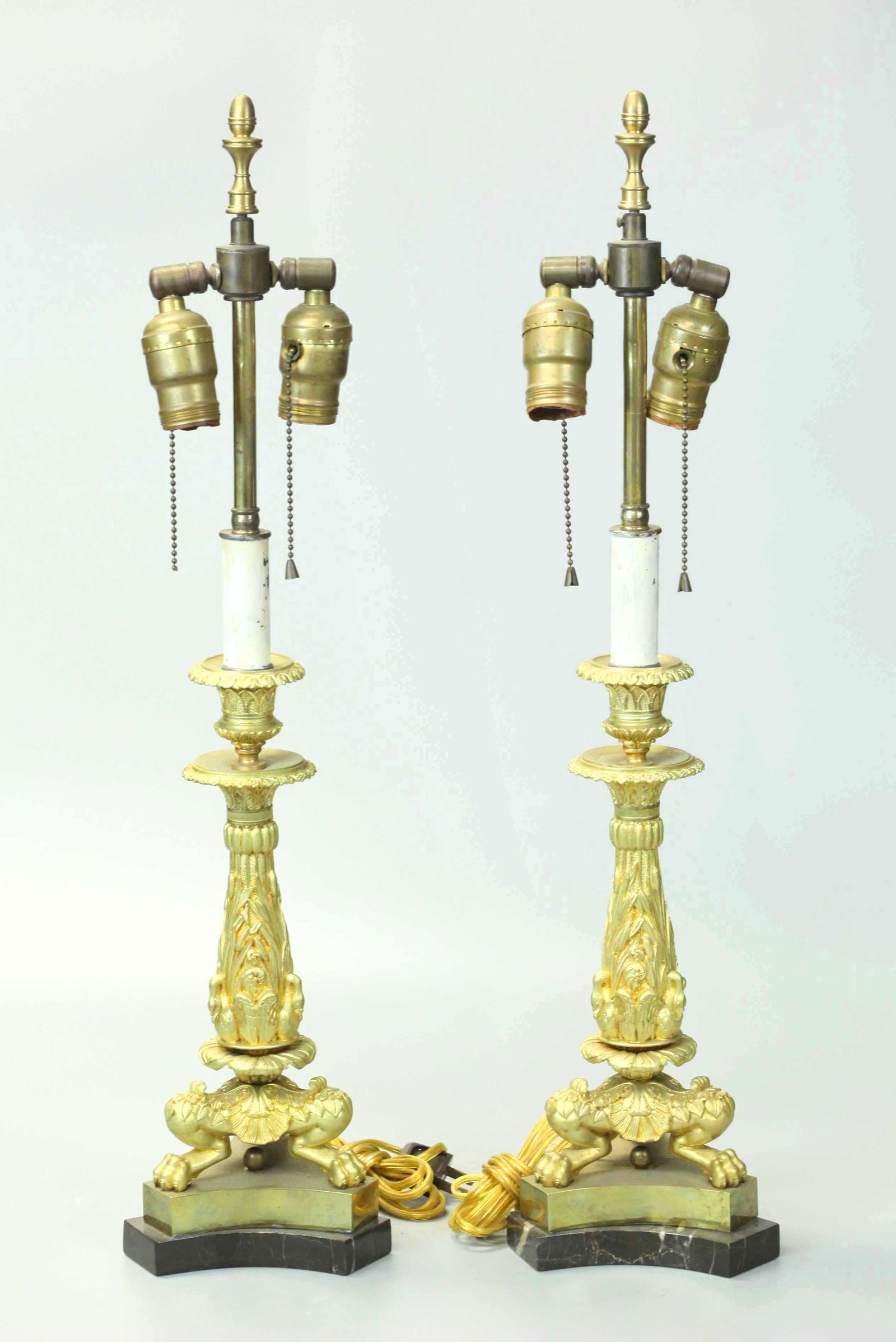 19th Century Pair Of Dore Bronze Candlesticks Lamps (1 of 6)