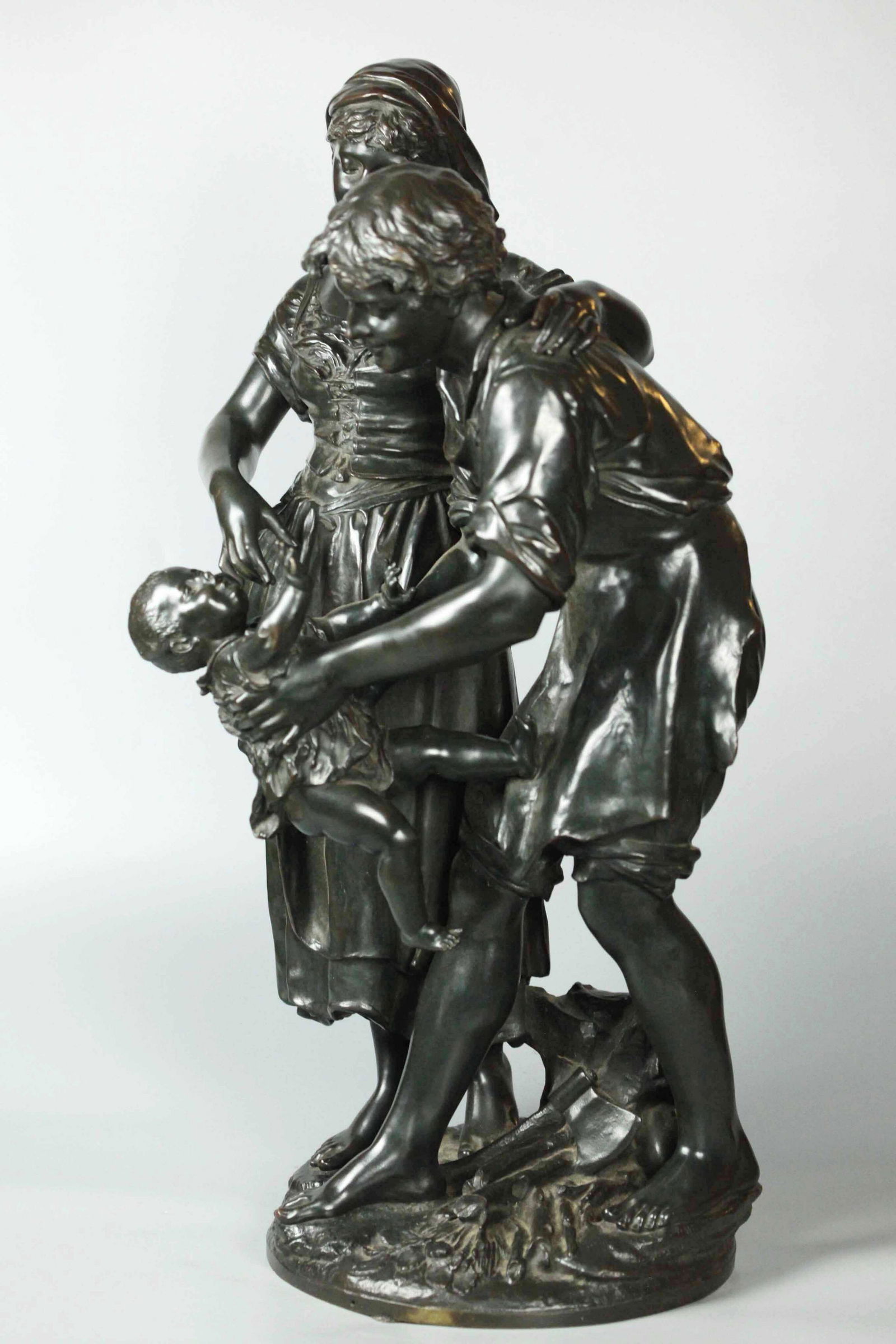 19th Century Dark Green Patina Bronze Statue (1 of 9)